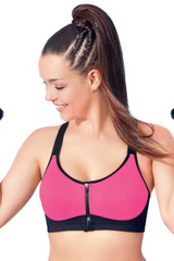 Enamor-SB11 Meida Pink High Impact Sports Bra Padded, Wirefree & Front Zipper