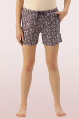 ENAMOR-E062 Bouquet Aop BASIC SHORTS | MID-THIGH LENGTH JERSEY SHORTS WITH POCKETS