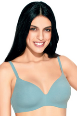 Enamor-F084 Meida Blue Seamless Ultra Smoothening With Invisible Edges T-Shirt Bra