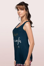 ENAMOR-E041 Amazon Blue ATHLEISURE SWING TANK TOP