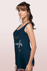 ENAMOR-E041 Amazon Blue ATHLEISURE SWING TANK TOP
