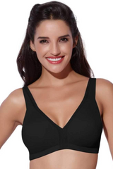 Enamor-F024 Black Plush Comfort Full Support Bra - Non-Padded Wirefree High Coverage