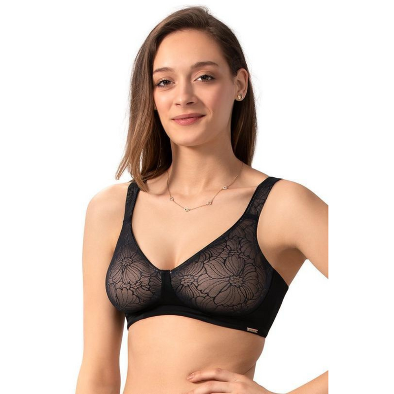 AMANTE-BRA71901 Non Wired Lace Minimiser Bra