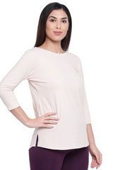 Enamor-E157 Pink Pearl LONG SLEEVE BASIC CREW TEE â€“ GRAPHIC PRINT | CREW NECK BASIC STRETCH COTTON TEE