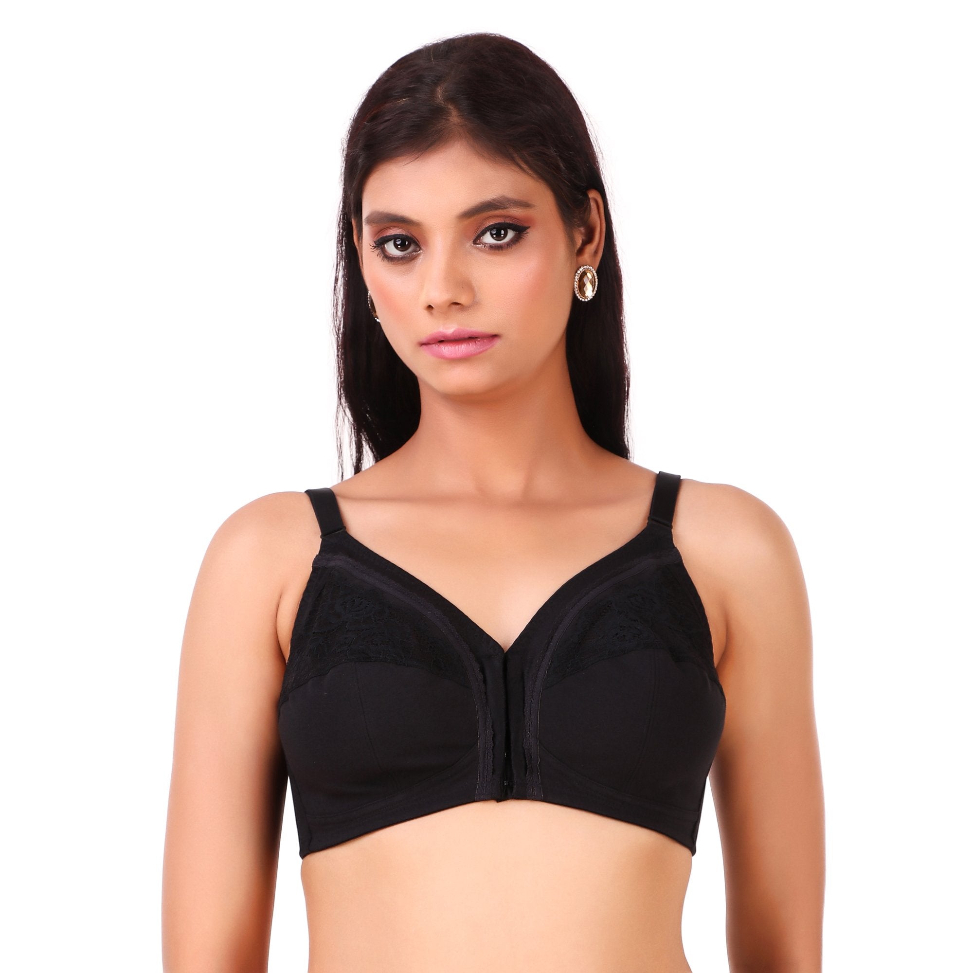 Enamor AB75 M-Frame Jiggle Control Full Support Supima Cotton Bra -  Non-Padded, Wirefree & Full Coverage Purple