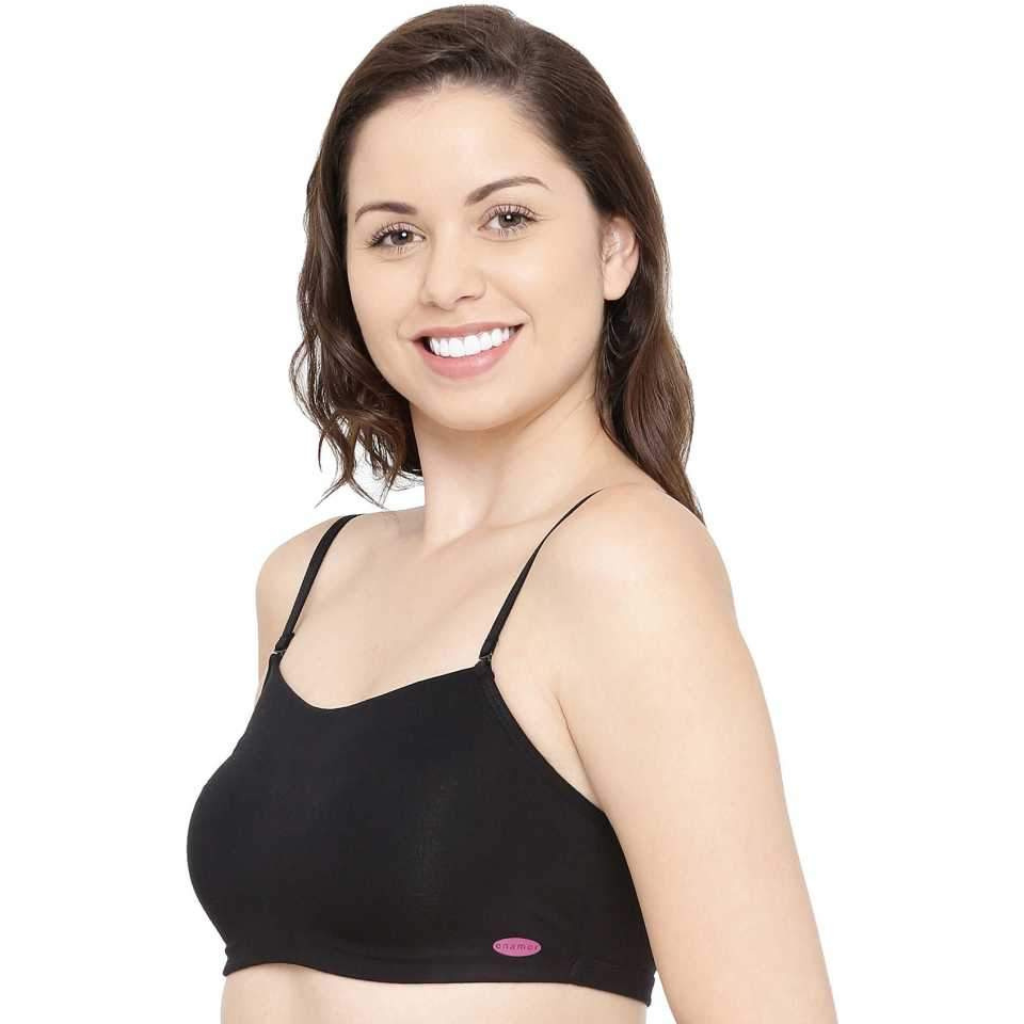 Enamor-A022 Basic Cotton Cami With Detachable Straps Bra Non-Padded Wirefree High Coverage