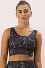 Enamor-E217 Skin Aop Navy LONGLINE SPORTS BRA â€“ PRINTED | SCOOP NECK MEDIUM IMPACT DRY FIT SPORTS BRA