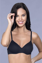 AMANTE BRA -BRA10202 BLACK Cotton Casuals Non-Wired T-Shirt Bra