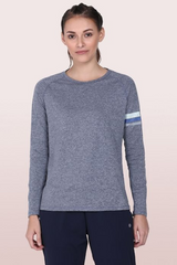 Enamor-E189 Navy Melange ATHLEISURE SLIM FIT DRY FIT ACTIVE TEE