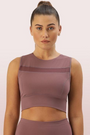 Enamor-E121 Mineral Purple RACER LONGLINE SPORTS BRA | CREW NECK RACER BACK DRY FIT BOUNCE CONTROL SPORTS BRA