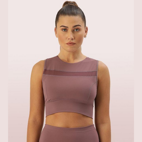 Enamor-E121 RACER LONGLINE SPORTS BRA | CREW NECK RACER BACK DRY FIT BOUNCE CONTROL SPORTS BRA