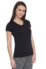 ENAMOR-E067 Black ESSENTIALS COTTON BASIC "V" TEE