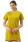 ENAMOR-E061 Mustard Yellow TUNIC TEE â€“ SOLID | SHORT SLEEVE TUNIC TEE WITH SIDE SLIT & MINDFUL GRAPHIC
