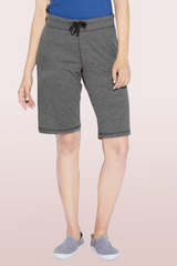 ENAMOR-E044 Charcol Mel CITY SHORTS | COTTON KNEE LENGTH SHORTS