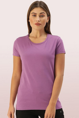 ENAMOR-E047 Orchid Violet BASIC CREW TEE â€“ GRAPHIC PRINT | SHORT SLEEVE CREW NECK STRETCH COTTON TEE