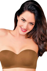 Enamor-F074 Buff Full Figure Strapless Multi-Way Bra - Padded Wired Medium Coverage