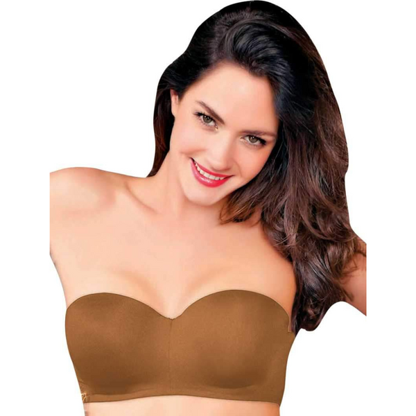 Enamor-F074 Buff Full Figure Strapless Multi-Way Bra - Padded Wired Medium Coverage