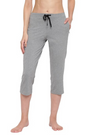 ENAMOR-E018 Medium Grey Melange ESSENTIALS STRETCH COTTON LOUNGE CAPRI FOR WOMEN SLIM FIT