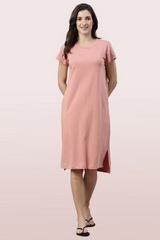 ENAMOR-E801 Rouge Love COMFY DRESS | SHORT SLEEVE COTTON TERRY LOUNGE DRESS