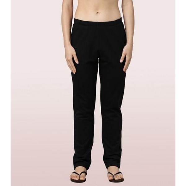 Enamor-E401 Jet Black COMFY PANT | COTTON TERRY LOUNGE PANT