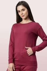 Enamor-E901 Burgundy COMFY SWEAT | COTTON TERRY LOUNGE SWEAT