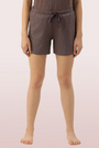 ENAMOR-E062 Umber Brown Melange BASIC SHORTS | MID-THIGH LENGTH JERSEY SHORTS WITH POCKETS