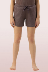 ENAMOR-E062 Umber Brown Melange BASIC SHORTS | MID-THIGH LENGTH JERSEY SHORTS WITH POCKETS