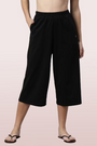 ENAMOR-E402 Jet Black BASIC CULOTTE | COTTON SLUB HIGH RISE BASIC CULOTTE