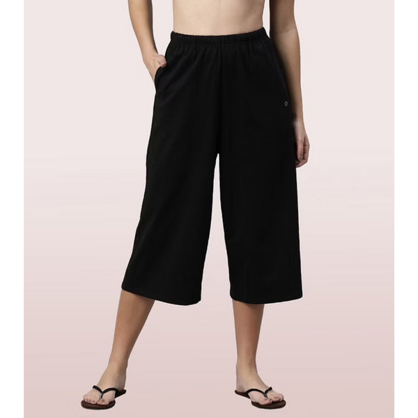 ENAMOR-E402 BASIC CULOTTE | COTTON SLUB HIGH RISE BASIC CULOTTE