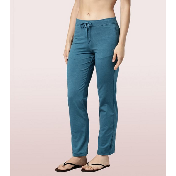 ENAMOR-E014 Teal Melange ESSENTIALS COTTON LOUNGE PANTS