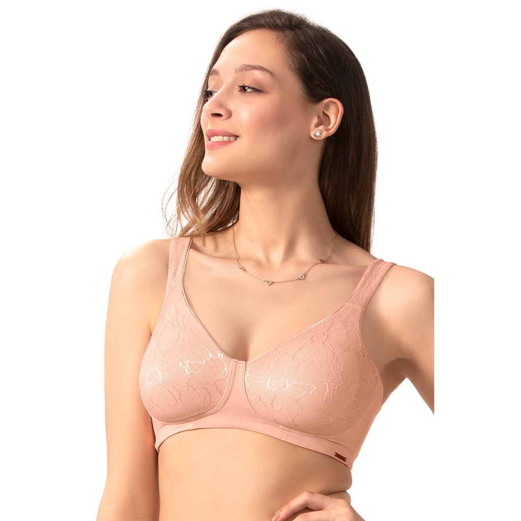 AMANTE-BRA71901 Non Wired Lace Minimiser Bra