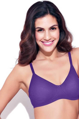 Enamor-A042 Purple Side Support Shaper Classic Bra - Supima Cotton Non-Padded Minimizer Wirefree