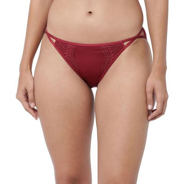 ENAMOR-P040 Crimson Red LOW WAIST CO-ORDINATE BIKINI PANTY