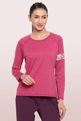 Enamor-E189 Magenta Melange ATHLEISURE SLIM FIT DRY FIT ACTIVE TEE