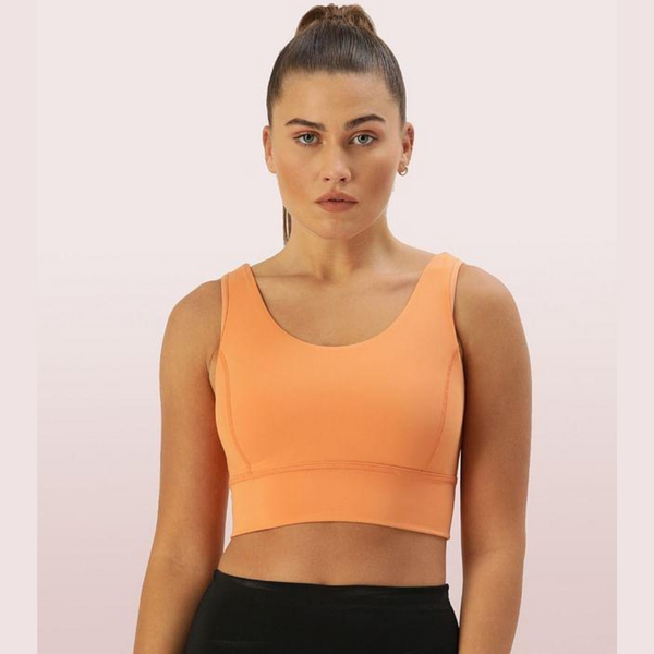 Enamor-E117 Longline Sports Bra – Solid | Scoop Neck Line High Impact Dry Fit Sports Bra