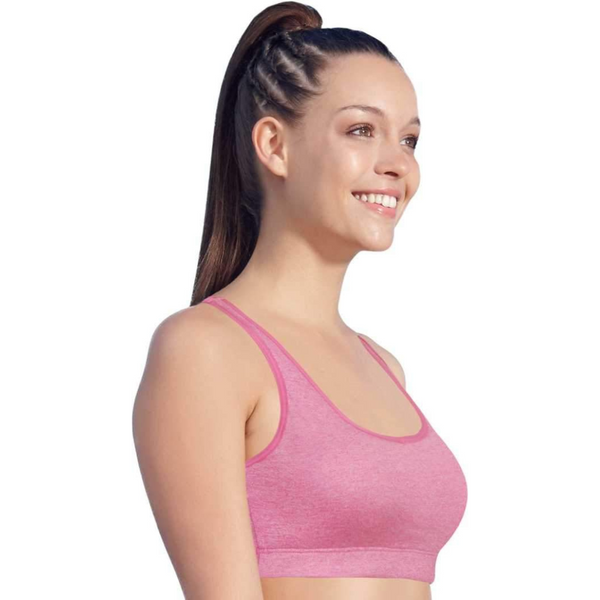 Enamor-SB10 Meida Pink Low Impact Sports Bra Racer Back, Padded & Wirefree