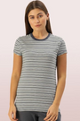 Enamor-EA47 Blue BASIC CREW TEE â€“ STRIPED | SHORT SLEEVE CREW NECK STRETCH COTTON TEE