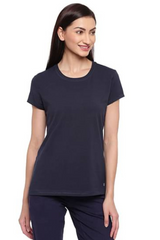 ENAMOR-E047 Navy BASIC CREW TEE â€“ GRAPHIC PRINT | SHORT SLEEVE CREW NECK STRETCH COTTON TEE