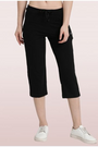 ENAMOR-E018 Black ESSENTIALS STRETCH COTTON LOUNGE CAPRI FOR WOMEN SLIM FIT