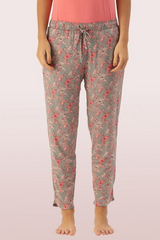 ENAMOR-E048 Paisley Aop SHOP-IN PANTS - SOLID | TAPERED LOUNGE PANTS WITH SELF FABRIC DRAWSTRING WITH METAL ENDS