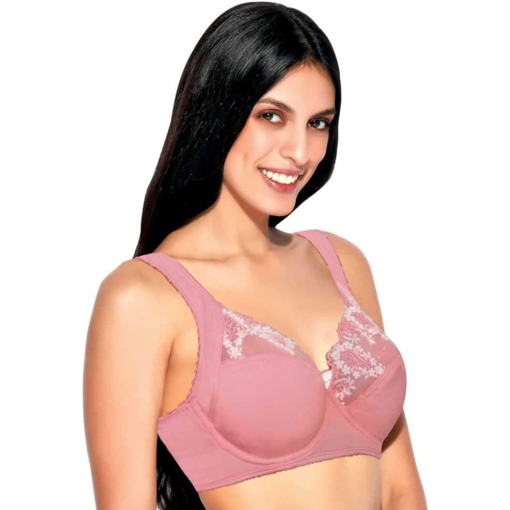 Enamor-F087 Extended Neckline Cleavage Plunge Push-up Bra - Padded Wired Medium Coverage