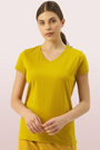 ENAMOR-E067 Mustard Yellow ESSENTIALS COTTON BASIC "V" TEE