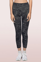 ENAMOR-E040 Mono Flora Print HUGGED LEGGING | DRY FIT PRINTED LEGGINGS