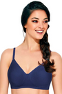Enamor-A042 Navy Blue Side Support Shaper Classic Bra - Supima Cotton Non-Padded Minimizer Wirefree