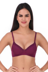 AMANTE-BRA10116 Plum Caspia Satin Edge Non Wired Printed Bra