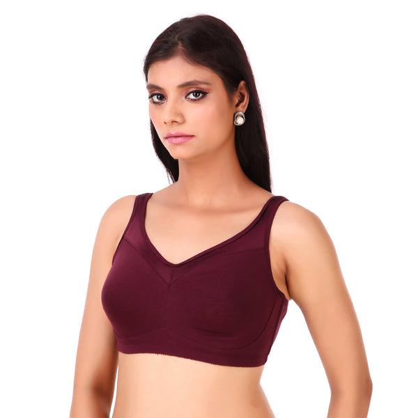 Enamor-A112 Grape Wine Smooth Lift Classic Minimizer Bra - Stretch Cotton Non-Padded Wirefree