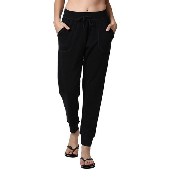 ENAMOR-E066 Black ESSENTIALS COTTON LOUNGE JOGGER