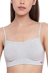 Enamor-A022 Greymel Basic Cotton Cami With Detachable Straps Bra Non-Padded Wirefree High Coverage