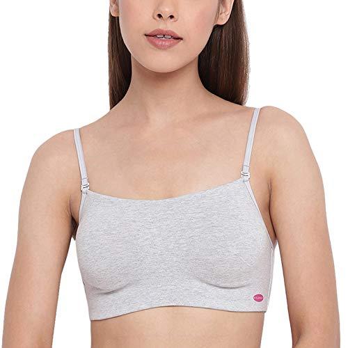 Enamor-A022 Greymel Basic Cotton Cami With Detachable Straps Bra Non-Padded Wirefree High Coverage
