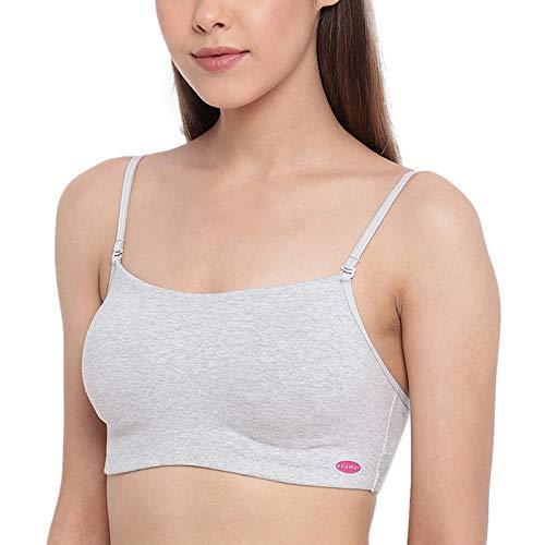 Enamor-A022 Greymel Basic Cotton Cami With Detachable Straps Bra Non-Padded Wirefree High Coverage